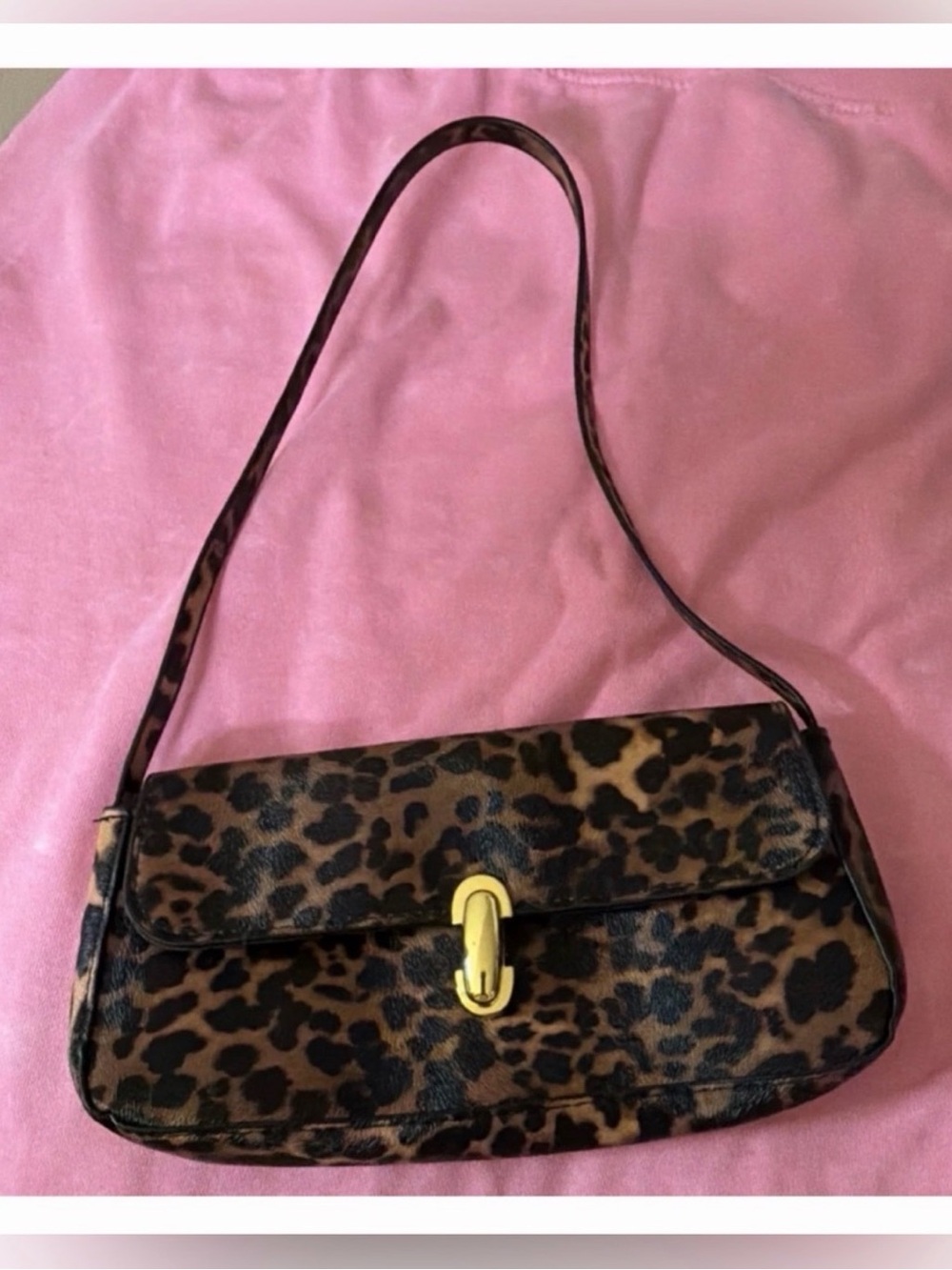 Leopard Print Shoulder Bag with Gold Hardware